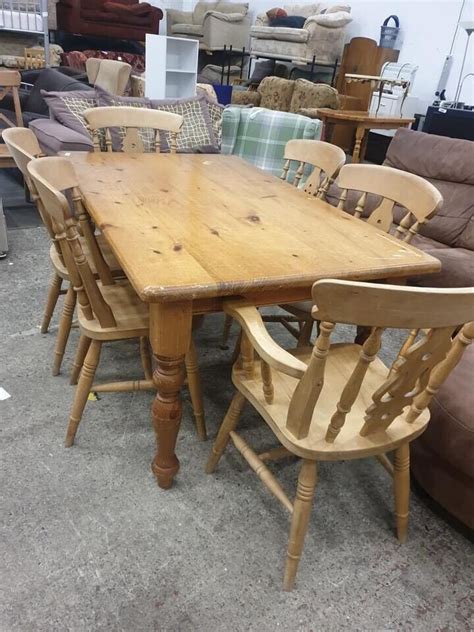 Farmhouse Pine Dining Room Table And Six Chairs In Newcastle Tyne