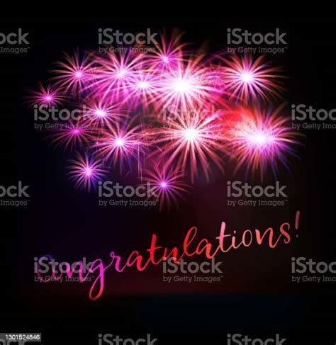 Congratulations Text And Star Fireworks Stock Illustration Download