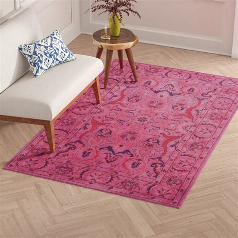 Bungalow Rose Reid Overdyed Style Hand Tufted Wool Pink Area Rug