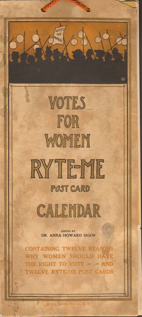 Right To Vote Suffrage Lewis Calendar Anne Post Cards Collection