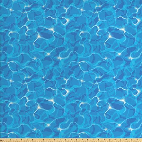 Aqua Fabric By The Yard Realistic Vivid Illustration Of Water Texture