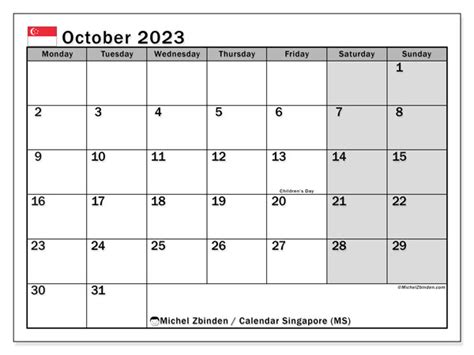 October 2023 Calendar Singapore Get Calender 2023 Update
