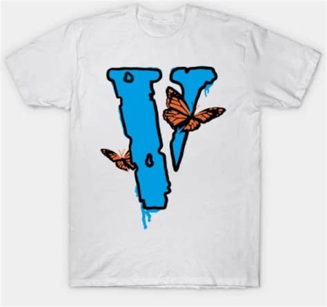 Vlone Navy Blue T Shirt Vlone With Butterfly T Shirt Etsy