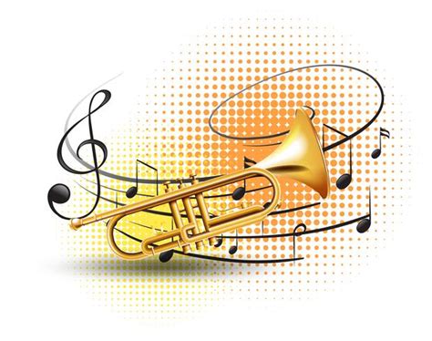 Trumpet With Music Notes In Background 447418 Vector Art At Vecteezy