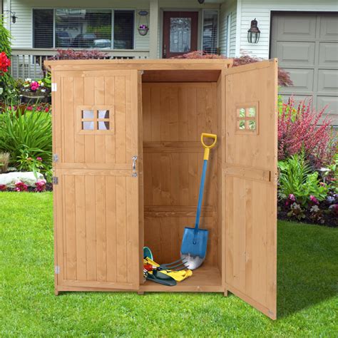 Outsunny Wooden Garden Shed Tool Storage Cabinet Organizer Outdoor
