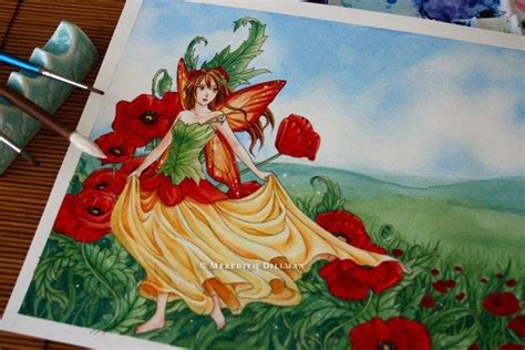 Poppy Fairy Watercolor Fairy Paintings Fairy Art Original