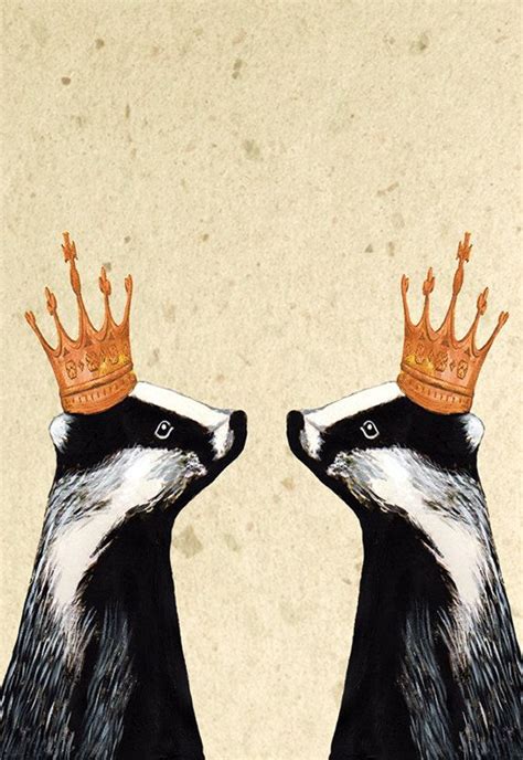 Royal Badgers Art Print Acrylic Painting Giclee Mixed Media Etsy