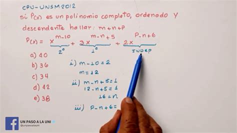 Polinomio Completo Y Ordenado ︱ejercicios Resueltos︱algebra︱polinomios