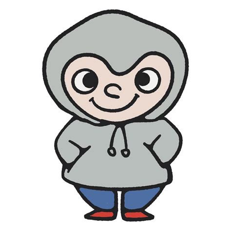 Hand Drawn Funny Little Boy With Hoodie Jacket Cartoon Illustration