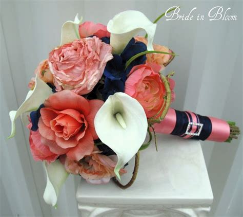 5 out of 5 stars. Bride in Bloom: Navy Blue Coral Wedding Bouquets | Blue ...