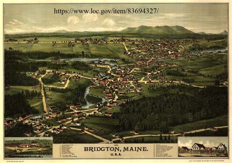 A Map Of Bridgton Maine And The Saco River In 1888 Panoramic Map