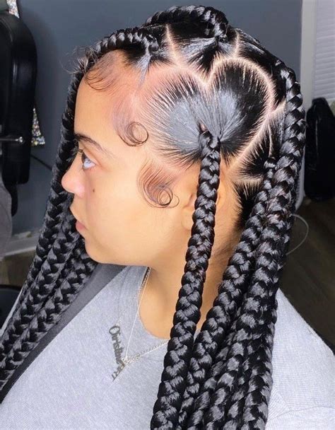 Knotless Braid Heart Shaped Parting Cute Box Braids Hairstyles Protective Hairstyles Braids