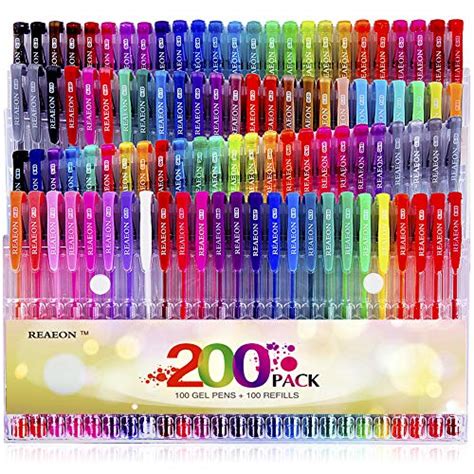 Gel Pens Reaeon 200 Pack Gel Pen With Case For Adult Coloring Books
