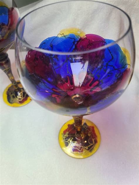 Royal Danube Hand Painted Mouth Blown Crystal Wine Glasses Etsy
