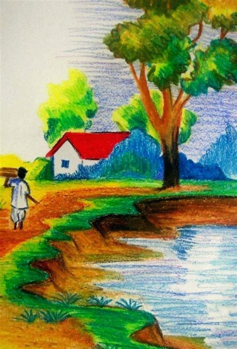 Village Scenery Drawing at GetDrawings | Free download