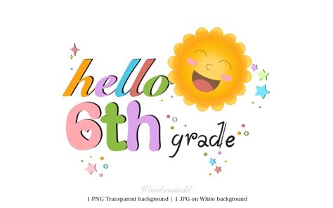 Back To School Hello 6th Grade Clipart Gráfico Por Wondernandd