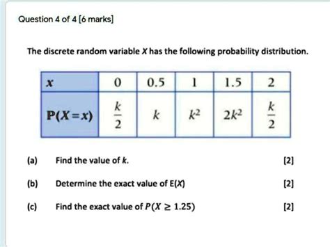Solved Question Of Marks The Discrete Random Variable X Has