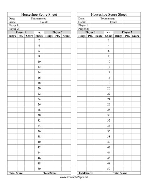 Horseshoe Score Sheets Download Printable Pdf Templateroller