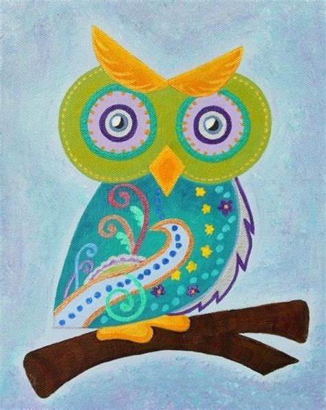 Hand Crafted Owl Baby Wall Art Child Wall Art Owl Nursery Painting