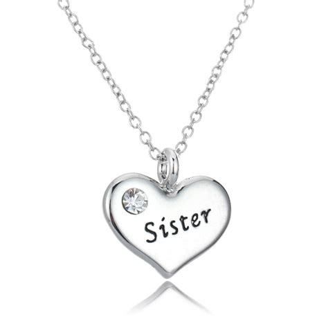 New Arrival Sister Necklaces Crystal Heart Pendant Chain Necklace