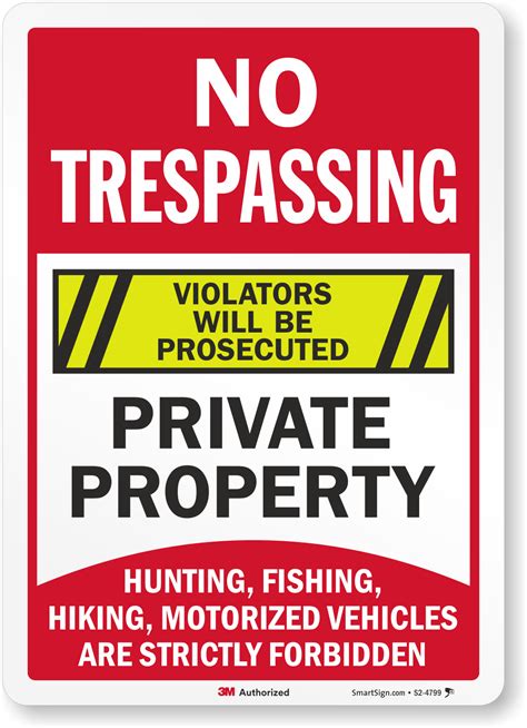 no trespassing violators prosecuted private property sign sku s2 4799