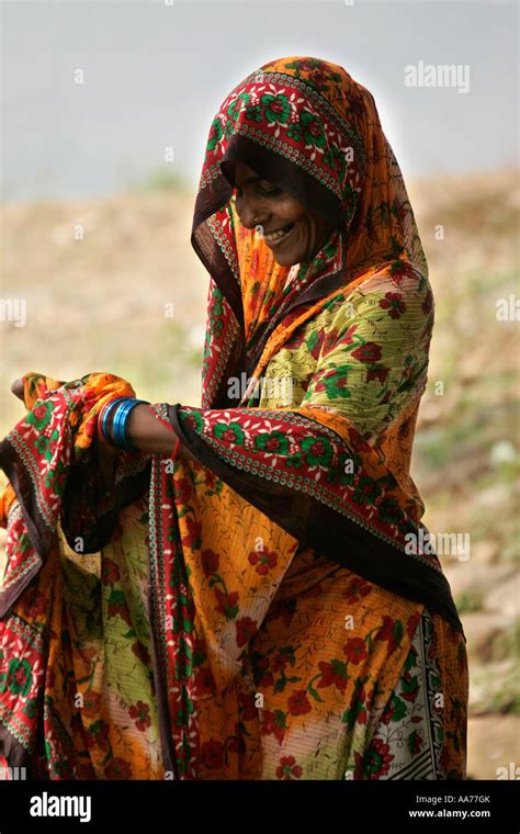 Woman Bathing At Bolgarh Village Orissa India Stock Photo Alamy