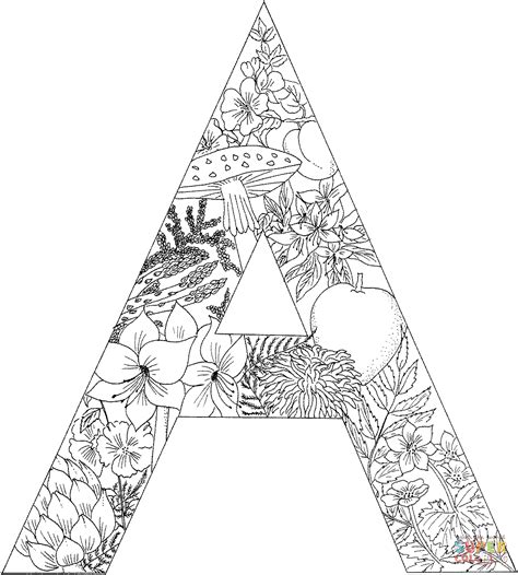 You can print the coloring page directly in your browser or download the pdf and then print it. Letter A with Plants coloring page | Free Printable ...