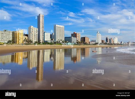 Reflection Of Durban Golden Mile Beachfront In The Indian Ocean