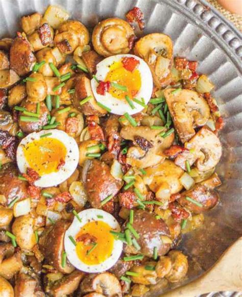Bacon and Mushrooms with Soft-Boiled Eggs Recipe - Healthy Recipe