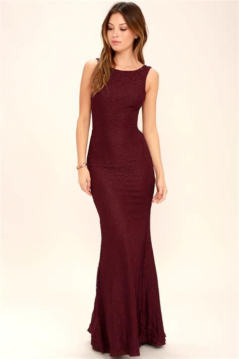 Lovely Burgundy Dress Maxi Dress Lace Dress 8900 Lulus