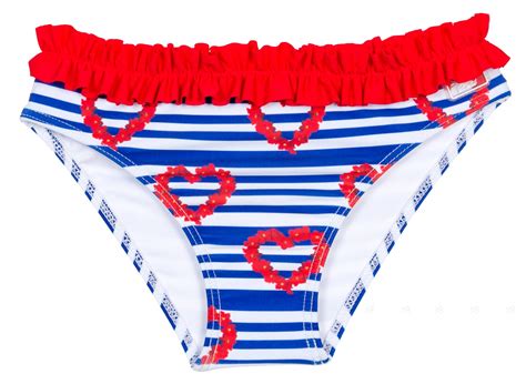 Dolce Petit Girls Navy Blue And Red Striped Bikini Missbaby