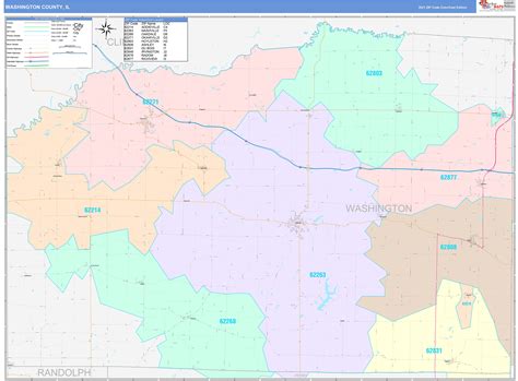 Washington County Il Wall Map Color Cast Style By Marketmaps