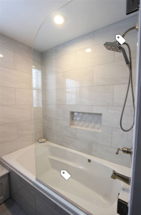 If you don't know what tile to choose for remodeling in it is the best tile for decorating bathrooms. I like big tiles in the shower | Small bathroom makeover ...
