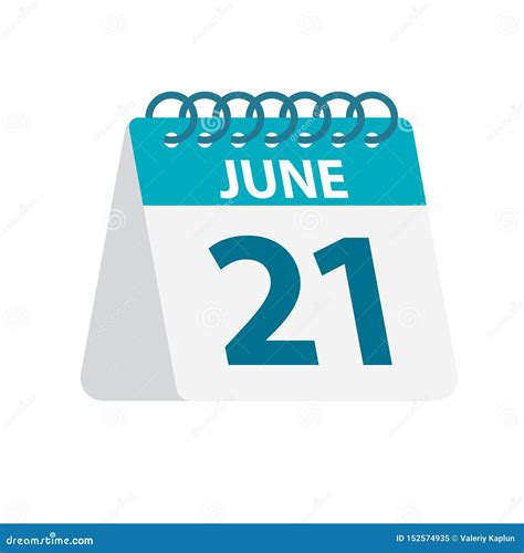 June 21 Calendar Icon Vector Illustration Of One Day Of Month
