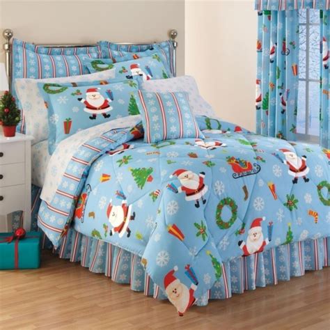 Seward park reversible microfiber comforter: Santa Claus Snowflakes Christmas Twin Comforter Set ...