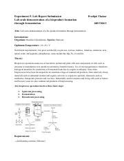 Bioproduct Formation Pdf Experiment 5 Lab Report Submission Lab