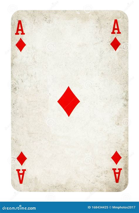 Ace Of Diamonds Vintage Playing Card Isolated On White Stock