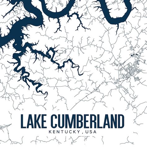 Lake Cumberland Kentucky Printable Map Lake Cumberland Map Etsy