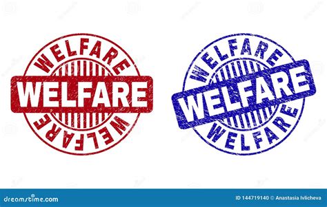 Grunge Welfare Scratched Round Stamps Stock Vector Illustration Of