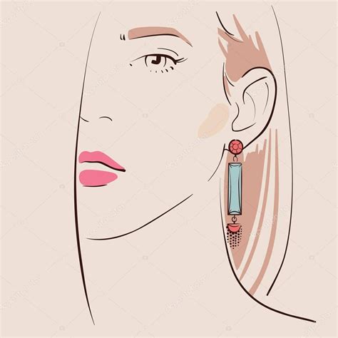 Beautiful Woman Wearing Earrings Stock Vector Yemelianova 141822982