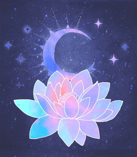 Moon Lotus Flower Art Print By Vita♥g Society6 Drawing Digital Ink