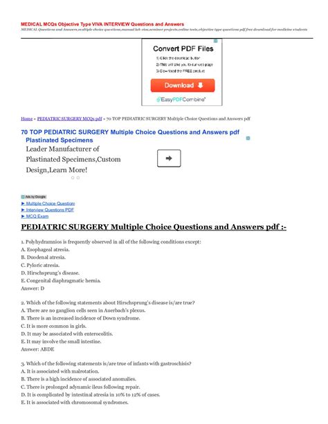Calaméo 70 Top Pediatric Surgery Multiple Choice Questions And