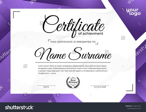 Modern Certificate Design Template Purple Color Stock Vector Royalty