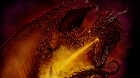 fantasy red dragon is breathing fire on castle 4k hd dreamy wallpapers hd wallpapers id 36075