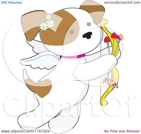 Cartoon of a Cute Valentine Cupid Puppy with Heart Arrows ...