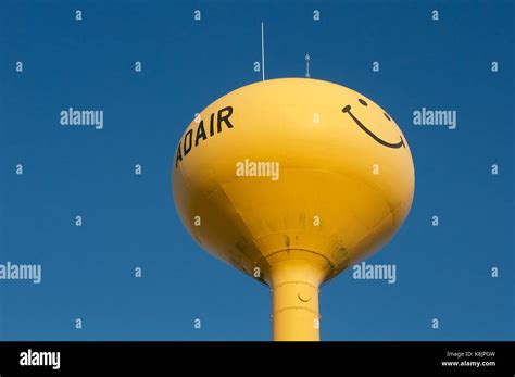 The Smileyface Water Tower In Adair Iowa Usa Stock Photo Alamy