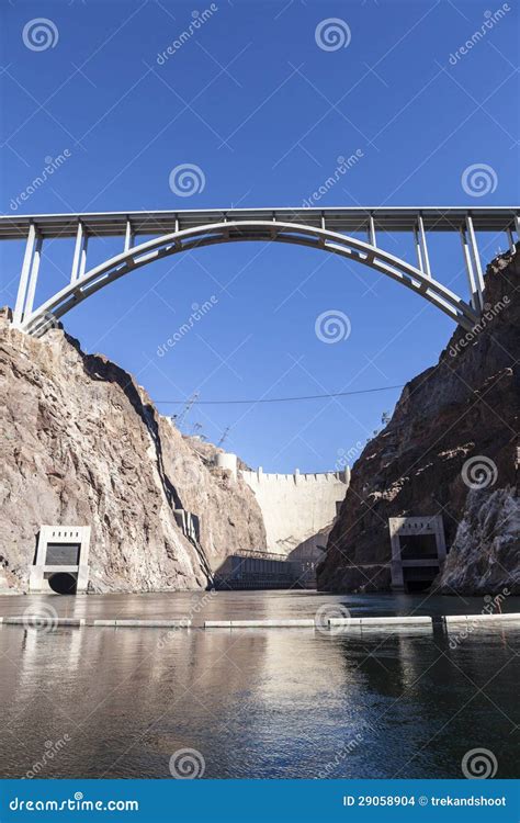 Historic Hoover Dam And It S Newly Opened Bypass Bridge Stock Photo