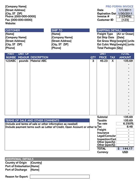 Proforma Invoice Samples Invoice Template Ideas Gambaran