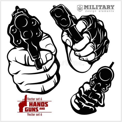Hands With Guns Pistol Pointed At Gunpoint Stock Vector