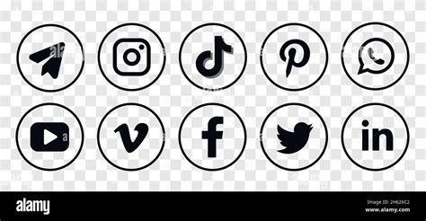 Round Social Media Logotype Collection Facebook Tiktok Instagram